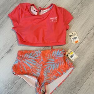 Salt Life Women’s Swim Set - Coral and Light Blue